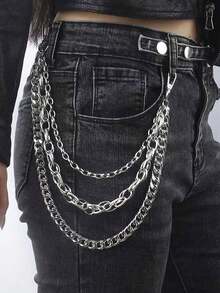 Unique Thick Aluminum Chain Metal Waist Chain, Punk Rock Biker Style Hip-Hop Leather Pants Chain Fall, Autumn, Halloween