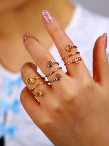 Anillo de proyección personalizado con 2 fotos, joya minimalista de acero inoxidable con bucle de puntos dobles en proyección, regalo exclusivo para amantes en el Día de San Valentín, joyería conmemorativa - Plateado - Ver 3