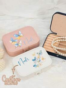 1件，定制专属名字首饰盒和收纳盒，创意26个字母和图案首饰盒，戒指和项链拉链首饰盒，礼物，朋友和母亲的礼物，精美的珠宝盒，适合学校季节礼物，教师节 - 彩色 - 查看 3