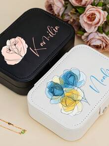 1件，定制专属名字首饰盒和收纳盒，创意26个字母和图案首饰盒，戒指和项链拉链首饰盒，礼物，朋友和母亲的礼物，精美的珠宝盒，适合学校季节礼物，教师节 - 彩色 - 查看 4