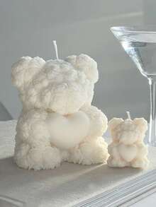 1 件 3D 心形玫瑰泰迪熊硅胶蜡烛模具 - DIY 情人节浪漫礼物，用于香薰蜡烛树脂工艺品婚礼家居装饰 - 白色 - 查看 7