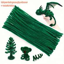 100/200/300/500/1000 件优质白色雪尼尔管道清洁器套装，带教学视频 - 灵活毛绒工艺棒，适用于 DIY 项目、圣诞装饰等 - 翠綠色 - 查看 23