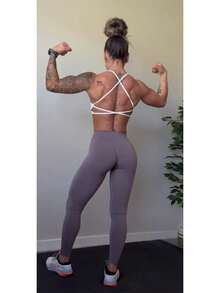 Aoxjox Women's Workout Sports Bras Fitness Backless Padded Ivy Low Impact Bra Yoga Crop Top - Directoire Blue - View 7