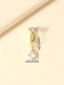 1pc Fashionable & Versatile Simple Zirconia Fake Belly Ring