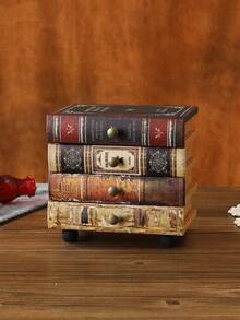 1 件复古美式木质和皮革仿书装饰带抽屉,多用途收纳盒 - 彩色 - 查看 13