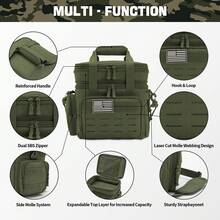 Large Capacity Men's Tactical Lunch Bag, Cooler Insulated Pouch, Heat Insulation, Suitable For Traveling For Work, Camping Picnic, Outdoor Activities, Office Use, MOLLE Webbing System - 軍綠色 - 查看 3