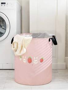 1 pieza Cesta de almacenamiento redonda plegable con asas, diseño de patrón de animal encantador, canasta de gran capacidad y multiusos para organizar la guardería, pañales de bebé, ropa, juguetes y accesorios