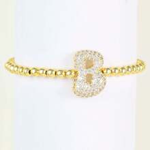 1 件经典时尚 18k 镀金锆石字母串饰手链奢华 A-Z 字母泡泡可调节链条手链女士珠宝礼物