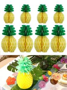 3 件装节日菠萝蜂窝中心装饰纸巾菠萝桌挂装饰热带夏威夷丛林派对，菠萝装饰品适合热带派对夏季夏威夷卢奥派对