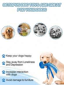 Squeezing Dog Toy For Puppy Breeding Game, Wrinkled Interactive Plush Chewing Dog Toy Octopus For Hiding And Searching, And Puppy Toothing, Perfect For Puppies, Small And Medium Sized Dogs, Set Of 1 (Blue) - Multicolor - View 6