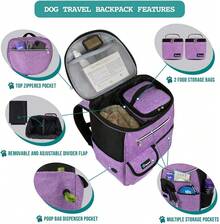 Dog Travel Bag Backpack, Airline Approved Dog Bags For Traveling, Puppy Diaper Bag Supplies, Pet Camping Essentials Hiking Accessories Dog Mom Gift, Food Container, Collapsible Bowls, Purple - 紫色 - 查看 5