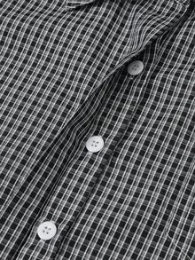 韩版格子短袖衬衫女夏季休闲宽松上衣韩版