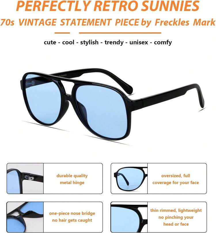 Vintage Retro 70s Sunglasses For Women Men Classic Large  display picture 1