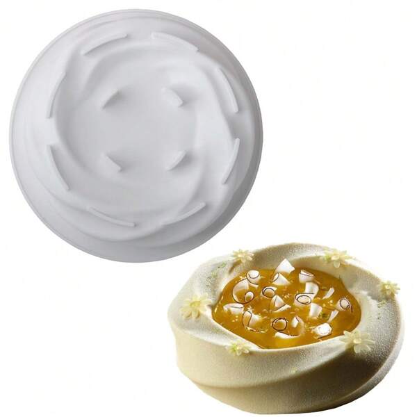 7-Inch Nonstick Silicone Mousse Cake Mold, Suitable For Spiral Cookies, French Desserts, Cheesecake, Lollipops, Chocolate, Soap, Candles, Glazes, Cake Containers