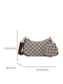 Bolso cuadrado con patrón geométrico mini con monedero, bolso retro con patrón cuadrado clásico para mujer con monedero colgante, bolso de mujer con bolsillo para monedas
