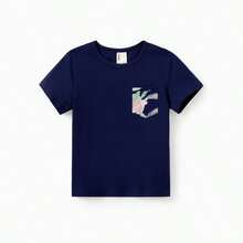 PatPat Family Matching Blue Cotton Tee And Flora Splicing Tank Top Dress Sets - 深藍色 Dark Blue - 查看 5