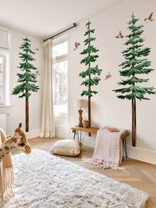 1 套 4 张水彩风格大号 215 厘米高松树和云朵家居墙面装饰贴纸、贴纸、墙贴花、乙烯基贴花用于家居装饰、春季装饰品让您的家焕然一新、节日装饰贴纸礼物生日毕业 - 彩色 - 查看 9