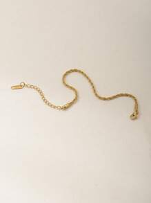 1pc Women's Minimalist Vintage Gold Braided Chain Bracelet, Versatile Daily Accessory