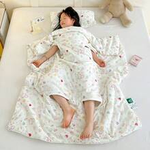 1 件装加厚腹部保暖防踢毯袋，卡通恐龙印花双面多功能幼儿睡袋，适合身高 100 厘米/120 厘米/150 厘米以下