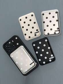 Minimalist Polka Dot Niche Magnetic Card Holder Case, Magsafe Leather Card Slot