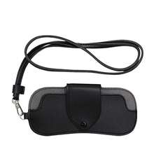 Portable Sunglasses Storage Bag Glasses Case Hanging Neck PU Leather Glasses Holder Protective Sleeve With Lanyard Sunglasses Pouch