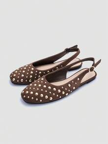 ADAMUMU New Women's High-Fashion Comfortable Sequin Flat Shoes, Cute For Everyday And Party Wear, Holiday & Spring/Summer - Mocha Brown - View 3