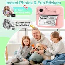 儿童相机即时打印，数码相机，适合3-12岁儿童的圣诞节生日礼物，适合幼儿的即时相机，适合5 6 7 8 9岁男孩女孩的便携式相机玩具 - 彩色 - 查看 8