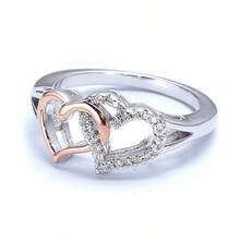 1PC Dazzling Women's Fashion Heart Ring Bride Wedding Band Engagement Party Birthday Anniversary Christmas Gifts For Women Girlfriend Fine Jewelry US Size 5-11# - 金色 - 查看 3