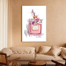 1Pc Solid Wood Frame Canvas Poster, Girls Bedroom Wall Art Perfume Painting Pictures Print On Canvas, Girl Theme Large Canvas Wall Art, Artwork Wall Painting For Gift, Bedroom, Office, Living Room, Cafe, Bar, Wall Decor, Home And Dormitory Decoration Ready To Hang - 金色 - 查看 2