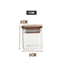 Hũ thủy tinh vuông nhỏ sang trọng đựng gia vị lưu trữ nhà bếp Hũ đựng gia vị kín khí Hũ đựng gia vị borosilicate cao cấp - Hũ gỗ keo vuông nắp kín - Xem 12