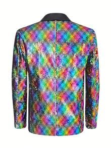 男士闪亮亮片西装外套适合派对、俱乐部、音乐节、主持、舞台表演、节日 - 彩色 - 查看 5