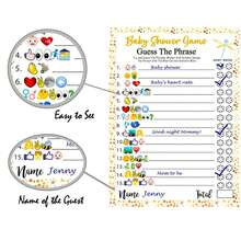 30/40 张婴儿洗礼派对游戏卡 - 有趣的短语和预测卡，包含 30 张厚卡纸（7x5 英寸），双面打印，带有答案提示卡，男女通用主题，适用于婴儿洗礼、性别揭示、婴儿洒水礼物、女婴生日装饰 - 彩色 - 查看 4