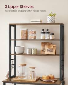 VASAGLE Coffee Bar, 31.5 Inches Baker's Rack For Kitchen With Storage, 6-Tier Kitchen Shelves With 6 Hooks, Microwave Stand, Industrial - Brown - View 5