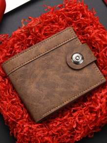 1 Piece - New Men's Short Wallet With Buttons High Appearance Level Patchwork Leather Multi-Slot Coin Purse Men's Card Bag For Men Wallet Mini Wallet Purse Wallet Men Wallet Leather Small Wallet Money Wallet