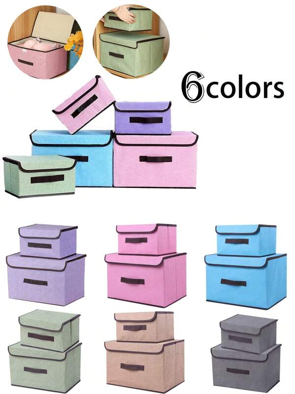 2/1pc Large Capacity Foldable Storage Box With Lid, Home Closet Folding Storage Bin, Clothes & Bedding Organizer Box, Wardrobe Storage Container, Home Essential & Back To School Supplies
