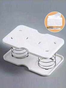 Plastic Spring Paper Towel Holder, Automatic Pop-Up Napkin Dispenser, Creative Elastic Paper Towel Box Rack, Suitable For Home And Restaurant, 12cm Elastic Paper Towel Dispenser - White - View 1
