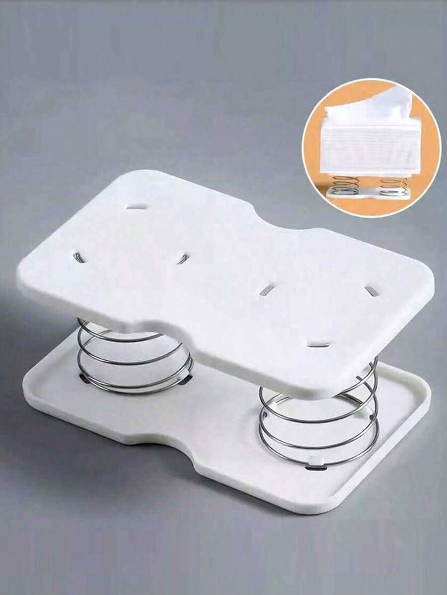 Plastic Spring Paper Towel Holder, Automatic Pop-Up Napkin Dispenser, Creative Elastic Paper Towel Box Rack, Suitable For Home And Restaurant, 12cm Elastic Paper Towel Dispenser - White - View 1