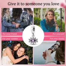 1 Pc S925 Sterling Silver Colored Zirconia Devil's Eye Pendant For DIY Bracelet Necklace Jewelry Making Exquisite Jewelry Gifts For Women, Family And Friends.