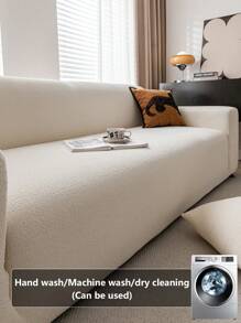 1pc Solid Color Stretch Sofa Cover, Simple Style Pet Friendly Anti-Slip Anti-Dirt Anti-Scratch, Suitable For All Seasons, Washable, For 1/2/3/4 Seater Sofas In Living Room, Bedroom, Study