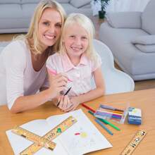 Personalised Wooden 's Ruler - 20 Cm Ruler With Name & Cute Motifs Such As Dino, Rainbow, Bear - Gift For School 2024 For Boys & Girls - School Cone Filling Idea, First Day Of School