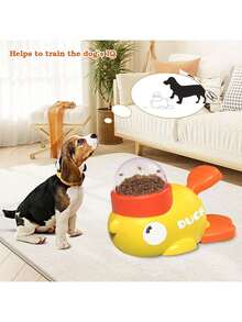1 Set Interactive Press Operated Dog Treat Dispenser Toy, Slow Feeder Food Bowl, Duck Shaped, Promotes Healthy Eating & Mental Stimulation, Battery-Free - Multicolor - View 8