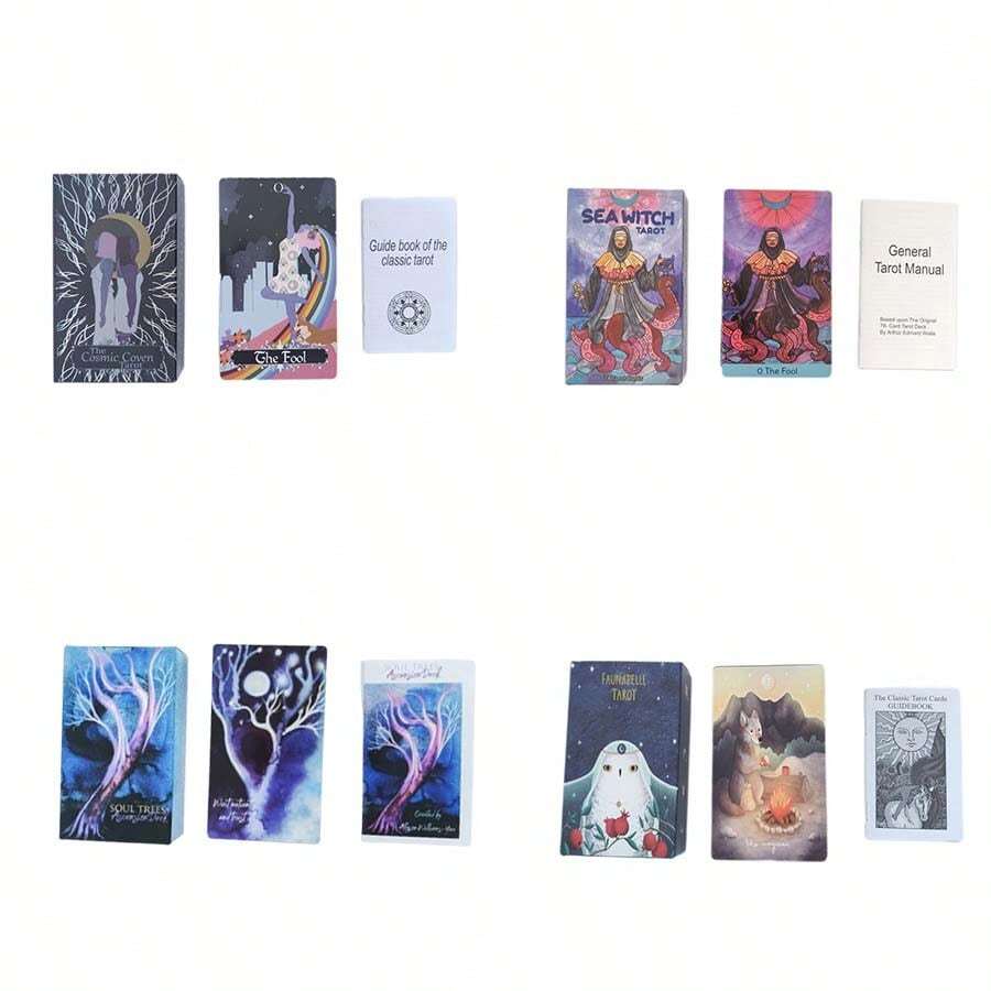 Tarocchi con uno stile artistico unico, Deck Soul Trees Ascension/Fauna Belle Tarot/Sea Witch Tarot/The Cosmic Coven Tarot, adatti per giochi di gruppo, lettura del futuro e raduni festivi, adatti a persone di tutte le età!