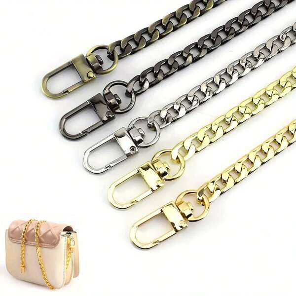 Alça de corrente para bolsa plana de 40-140 cm, alça de corrente para bolsa, correntes de bolsa com fivelas de metal para carteira, bolsa de mão, bolsa de ombro, alça de substituição de corrente