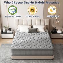 12in Queen Size Mattress,Deep Sleep Memory Foam Hybrid Euro Top Mattress,Medium Firm Hybrid Mattress, Luxurious Comfort With Pocket Springs,Assembled In USA,Boxed,10inch/14inch Twin Full Queen King Size Mattress Options.Colchones Para Cama - 灰色-12in - 查看 2