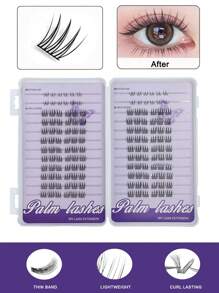 PALM LASHES 144Pcs Brown/Black Lash Clusters With Clear Band Bottom Lashes 5-6mm Korean Girl Group ACE C Curl WideSpan Eyelash Extension Individual Clusters Left & Right Cartoon Fairy Hair Natural Day Korea Style DIY Cartoon Anime Style