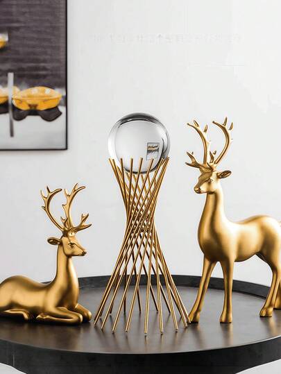 2 Pieces European Luxury Auspicious Elk Resin Ornaments, Home Lucky Decorations, Wine Cabinets, Porch TV Cabinets, Desktop Ornaments, Suitable For Home Decoration, Bedroom Decoration, Office And Students, Storage, Wedding Decoration, Home Decoration, Jewelry Storage, Party Decoration, The Best Gift.