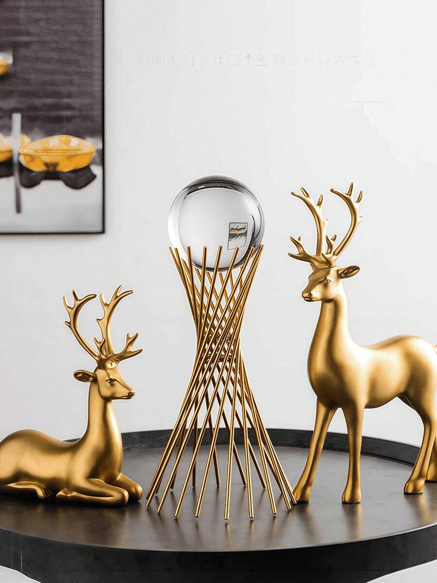 2 Pieces European Luxury Auspicious Elk Resin Ornaments, Home Lucky Decorations, Wine Cabinets, Porch TV Cabinets, Desktop Ornaments, Suitable For Home Decoration, Bedroom Decoration, Office And Students, Storage, Wedding Decoration, Home Decoration, Jewelry Storage, Party Decoration, The Best Gift.