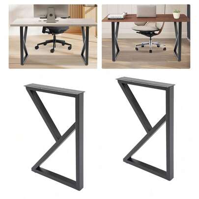 Set Of 2 K-Shaped Metal Table Legs For DIY Furniture, High-Quality Iron With Adjustable Pads, Modern Industrial Style, Supports Up To 200 Kg