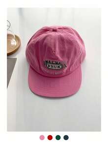 1pc Retro Letter Printed Baseball Cap For Women, Summer Student Versatile Breathable Wide Brim Mesh Cap, Patchwork Color Flat Brim Adjustable Snapback Hat With Embroidered Logo, Street Fashion - Flat Eaves - View 33