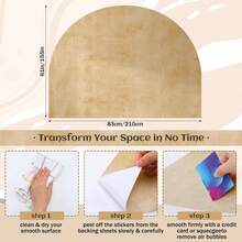 Watercolor Headboard Arch Wall Decal Boho Huge Murals Peel And Stick Arch Headboard Sticker Large Accent Bed Wall Decal Decor For Bedroom Living Room(Brown,83 X 61 Inch) - Chocolate Brown - View 2